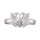 10kt White Gold Women's Round Diamond Butterfly Bug Cluster Ring 1/10 Cttw - FREE Shipping (US/CAN)-Gold & Diamond Rings-5-JadeMoghul Inc.