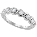10kt White Gold Womens Round Diamond Cascading Band Ring 1-3 Cttw-Gold & Diamond Bands-JadeMoghul Inc.
