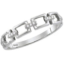 10kt White Gold Women's Round Diamond Chain Link Stackable Band Ring .03 Cttw - FREE Shipping (US/CAN)-Rings And Bands-5-JadeMoghul Inc.