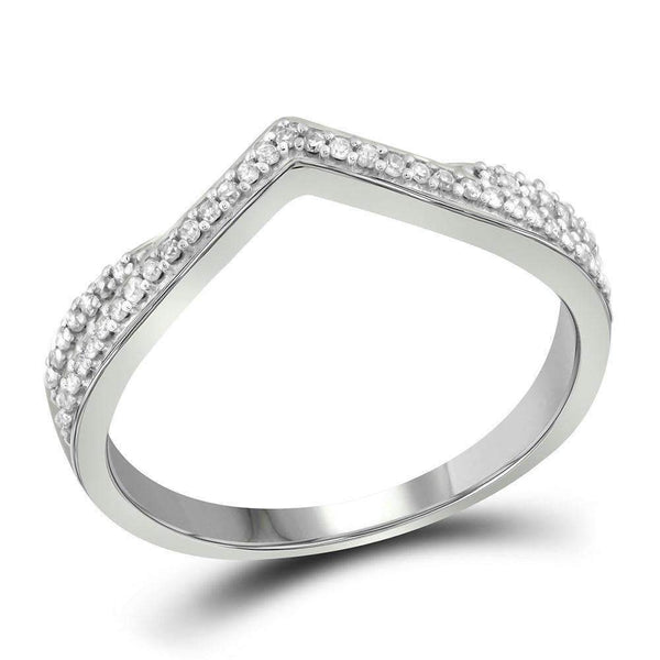 10kt White Gold Women's Round Diamond Chevron Band Ring 1/8 Cttw - FREE Shipping (US/CAN)-Gold & Diamond Bands-5-JadeMoghul Inc.