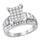 10kt White Gold Women's Round Diamond Cindy's Dream Cluster Bridal Wedding Engagement Ring 1-2 Cttw - FREE Shipping (US/CAN) - Size 9-Gold & Diamond Engagement & Anniversary Rings-JadeMoghul Inc.