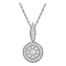 10kt White Gold Women's Round Diamond Circle Frame Flower Cluster Pendant 1-3 Cttw - FREE Shipping (US/CAN)-Gold & Diamond Pendants & Necklaces-JadeMoghul Inc.