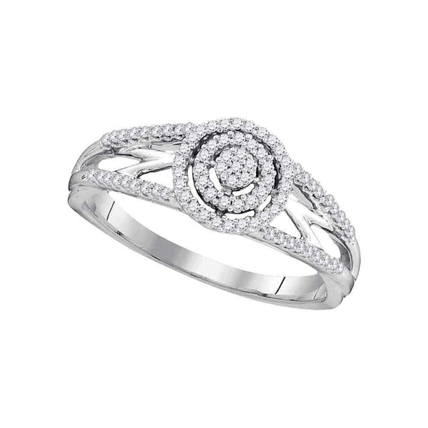 10kt White Gold Womens Round Diamond Cluster Bridal Wedding Engagement Ring 1-5 Cttw-Gold & Diamond Engagement & Anniversary Rings-JadeMoghul Inc.