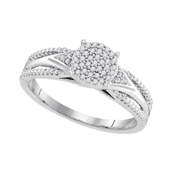 10kt White Gold Womens Round Diamond Cluster Bridal Wedding Engagement Ring 1-6 Cttw-Gold & Diamond Engagement & Anniversary Rings-JadeMoghul Inc.