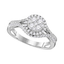 10kt White Gold Women's Round Diamond Cluster Bridal Wedding Engagement Ring 1.00 Cttw - FREE Shipping (US/CAN)-Wedding Jewelry-5-JadeMoghul Inc.
