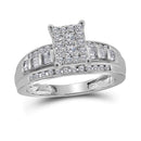 10kt White Gold Women's Round Diamond Cluster Bridal Wedding Engagement Ring 1/2 Cttw - FREE Shipping (US/CAN)-Gold & Diamond Engagement & Anniversary Rings-5-JadeMoghul Inc.