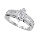 10kt White Gold Women's Round Diamond Cluster Bridal Wedding Engagement Ring 1/4 Cttw - FREE Shipping (US/CAN)-Gold & Diamond Engagement & Anniversary Rings-5.5-JadeMoghul Inc.