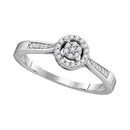 10kt White Gold Women's Round Diamond Cluster Bridal Wedding Engagement Ring 1/8 Cttw - FREE Shipping (US/CAN)-Gold & Diamond Engagement & Anniversary Rings-5-JadeMoghul Inc.