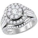 10kt White Gold Women's Round Diamond Cluster Bridal Wedding Engagement Ring 2.00 Cttw - FREE Shipping (US/CAN) (Certified)-Wedding Jewelry-6-JadeMoghul Inc.