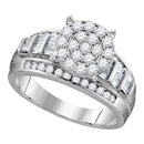 10kt White Gold Women's Round Diamond Cluster Bridal Wedding Engagement Ring 2.00 Cttw - FREE Shipping (US/CAN)-Gold & Diamond Engagement & Anniversary Rings-5-JadeMoghul Inc.