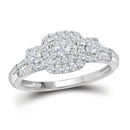 10kt White Gold Women's Round Diamond Cluster Bridal Wedding Engagement Ring 3/8 Cttw - FREE Shipping (US/CAN)-Gold & Diamond Engagement & Anniversary Rings-9-JadeMoghul Inc.