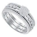 10kt White Gold Women's Round Diamond Cluster Bridal Wedding Engagement Ring Band 3-Piece Set 3/8 Cttw - FREE Shipping (US/CAN)-Wedding Jewelry-6-JadeMoghul Inc.
