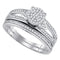 10kt White Gold Womens Round Diamond Cluster Bridal Wedding Engagement Ring Band Set 1-3 Cttw-Gold & Diamond Wedding Ring Sets-JadeMoghul Inc.