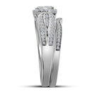 10kt White Gold Women's Round Diamond Cluster Bridal Wedding Engagement Ring Band Set 3/8 Cttw - FREE Shipping (US/CAN)-Wedding Jewelry-6-JadeMoghul Inc.