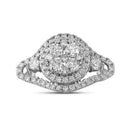 10kt White Gold Women's Round Diamond Cluster Halo Bridal Wedding Engagement Ring 1-1/5 Cttw - FREE Shipping (US/CAN)-Gold & Diamond Engagement & Anniversary Rings-5-JadeMoghul Inc.