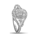 10kt White Gold Women's Round Diamond Cluster Halo Bridal Wedding Engagement Ring 1-1/5 Cttw - FREE Shipping (US/CAN)-Gold & Diamond Engagement & Anniversary Rings-5-JadeMoghul Inc.