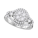 10kt White Gold Women's Round Diamond Cluster Halo Bridal Wedding Engagement Ring 1-1/5 Cttw - FREE Shipping (US/CAN)-Gold & Diamond Engagement & Anniversary Rings-5-JadeMoghul Inc.