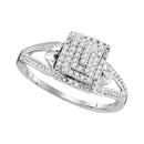 10kt White Gold Womens Round Diamond Cluster Split-shank Ring 1/6 Cttw-Gold & Diamond Cluster Rings-10.5-JadeMoghul Inc.