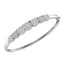10kt White Gold Women's Round Diamond Concentric Cluster Bangle Bracelet 1-1-3 Cttw - FREE Shipping (US/CAN)-Gold & Diamond Bracelets-JadeMoghul Inc.