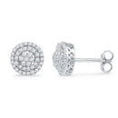 10kt White Gold Women's Round Diamond Concentric Cluster Screwback Earrings 1-2 Cttw - FREE Shipping (USA/CAN)-Gold & Diamond Earrings-JadeMoghul Inc.