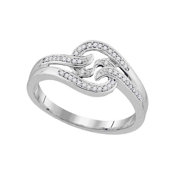10kt White Gold Women's Round Diamond Concentric Swirl Band Ring 1/10 Cttw - FREE Shipping (US/CAN)-Gold & Diamond Fashion Rings-5-JadeMoghul Inc.