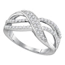 10kt White Gold Womens Round Diamond Crossover Band Ring 1/3 Cttw-Gold & Diamond Bands-9-JadeMoghul Inc.