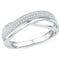 10kt White Gold Womens Round Diamond Crossover Band Ring 1/8 Cttw-Gold & Diamond Bands-8-JadeMoghul Inc.