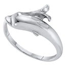 10kt White Gold Women's Round Diamond Dolphin Fish Animal Wrap Ring .03 Cttw - FREE Shipping (US/CAN)-Gold & Diamond Rings-5-JadeMoghul Inc.