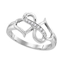 10kt White Gold Women's Round Diamond Double Heart Infinity Ring 1/20 Cttw - FREE Shipping (US/CAN)-Rings And Bands-5-JadeMoghul Inc.