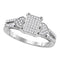 10kt White Gold Women's Round Diamond Double Heart Square Cluster Ring 1/4 Cttw - FREE Shipping (US/CAN)-Gold & Diamond Heart Rings-5-JadeMoghul Inc.