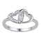 10kt White Gold Women's Round Diamond Double Locked Heart Ring 1/12 Cttw - FREE Shipping (US/CAN)-Gold & Diamond Heart Rings-5-JadeMoghul Inc.