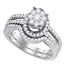 10kt White Gold Women's Round Diamond Elevated Cluster Bridal Wedding Engagement Ring Band Set 3/4 Cttw - FREE Shipping (US/CAN)-Wedding Jewelry-5-JadeMoghul Inc.