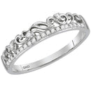10kt White Gold Women's Round Diamond Floral Accent Stackable Band Ring 1/12 Cttw - FREE Shipping (US/CAN)-Rings And Bands-5-JadeMoghul Inc.