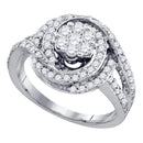 10kt White Gold Women's Round Diamond Flower Cluster Bridal Wedding Engagement Ring 1.00 Cttw - FREE Shipping (US/CAN)-Gold & Diamond Engagement & Anniversary Rings-5-JadeMoghul Inc.