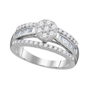 10kt White Gold Women's Round Diamond Flower Cluster Bridal Wedding Engagement Ring 1.00 Cttw - FREE Shipping (US/CAN)-Wedding Jewelry-5-JadeMoghul Inc.