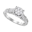 10kt White Gold Women's Round Diamond Flower Cluster Bridal Wedding Engagement Ring 5/8 Cttw - FREE Shipping (US/CAN)-Gold & Diamond Engagement & Anniversary Rings-5-JadeMoghul Inc.