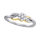 10kt White Gold Women's Round Diamond Flower Cluster Infinity Ring 1/4 Cttw - FREE Shipping (US/CAN)-Gold & Diamond Rings-5-JadeMoghul Inc.