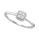 10kt White Gold Women's Round Diamond Halo Cluster Bridal Wedding Engagement Ring 1/5 Cttw - FREE Shipping (US/CAN)-Wedding Jewelry-5-JadeMoghul Inc.