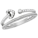 10kt White Gold Women's Round Diamond Heart Bisected Stackable Band Ring 1/6 Cttw - FREE Shipping (US/CAN)-Rings And Bands-5-JadeMoghul Inc.