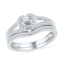 10kt White Gold Women's Round Diamond Heart Bridal Wedding Engagement Ring Band Set 1/3 Cttw - FREE Shipping (US/CAN)-Wedding Jewelry-5-JadeMoghul Inc.