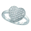 10kt White Gold Women's Round Diamond Heart Cluster Ring 1/4 Cttw - FREE Shipping (US/CAN)-Gold & Diamond Heart Rings-5-JadeMoghul Inc.