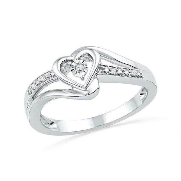 10kt White Gold Women's Round Diamond Heart Love Promise Bridal Ring .03 Cttw - FREE Shipping (US/CAN)-Gold & Diamond Promise Rings-5.5-JadeMoghul Inc.
