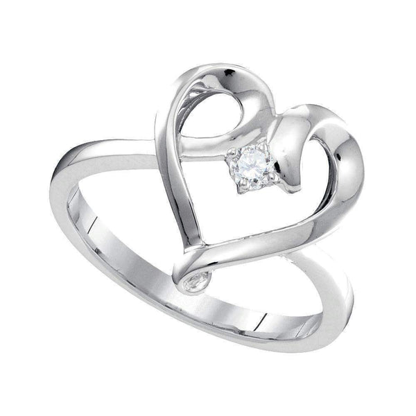 10kt White Gold Women's Round Diamond Heart Love Promise Bridal Ring 1/20 Cttw - FREE Shipping (US/CAN)-Gold & Diamond Promise Rings-5-JadeMoghul Inc.