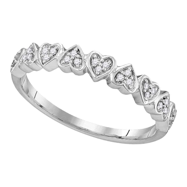 10kt White Gold Women's Round Diamond Heart Love Ring 1/10 Cttw - FREE Shipping (US/CAN)-Gold & Diamond Heart Rings-8-JadeMoghul Inc.