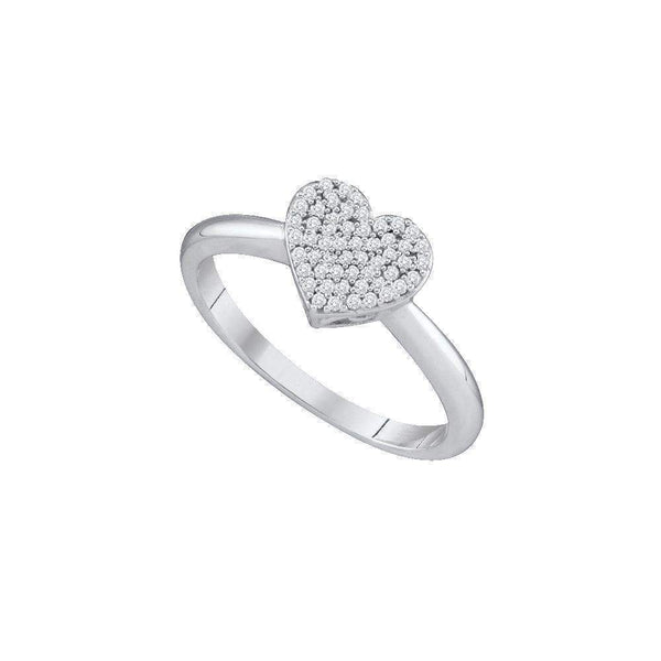 10kt White Gold Women's Round Diamond Heart Love Ring 1/6 Cttw - FREE Shipping (US/CAN)-Gold & Diamond Heart Rings-5-JadeMoghul Inc.