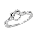 10kt White Gold Women's Round Diamond Heart Pretzel Ring 1/8 Cttw - FREE Shipping (US/CAN)-Rings And Bands-6-JadeMoghul Inc.