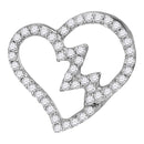 10kt White Gold Women's Round Diamond Heartbeat Heart Outline Pendant 1-6 Cttw - FREE Shipping (US/CAN)-Gold & Diamond Pendants & Necklaces-JadeMoghul Inc.