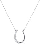 10kt White Gold Women's Round Diamond Horseshoe Pendant Necklace 1-5 Cttw - FREE Shipping (US/CAN)-Gold & Diamond Pendants & Necklaces-JadeMoghul Inc.