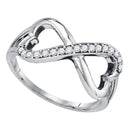10kt White Gold Women's Round Diamond Infinity Double Heart Ring 1/6 Cttw - FREE Shipping (US/CAN)-Gold & Diamond Rings-5-JadeMoghul Inc.