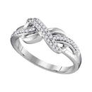 10kt White Gold Women's Round Diamond Infinity Ring 1/5 Cttw - FREE Shipping (US/CAN)-Gold & Diamond Rings-5-JadeMoghul Inc.